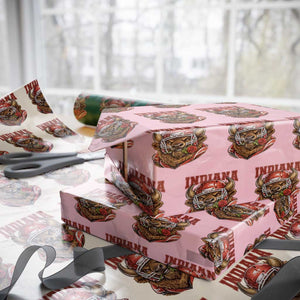 Indiana Football Spirit Bison with Rose Graphic Wrapping Paper Roll Hoosier State Sports Pride TS02 Light Pink Print Your Wear