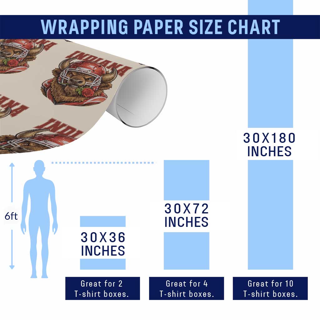 Indiana Football Spirit Bison with Rose Graphic Wrapping Paper Roll Hoosier State Sports Pride TS02 Print Your Wear