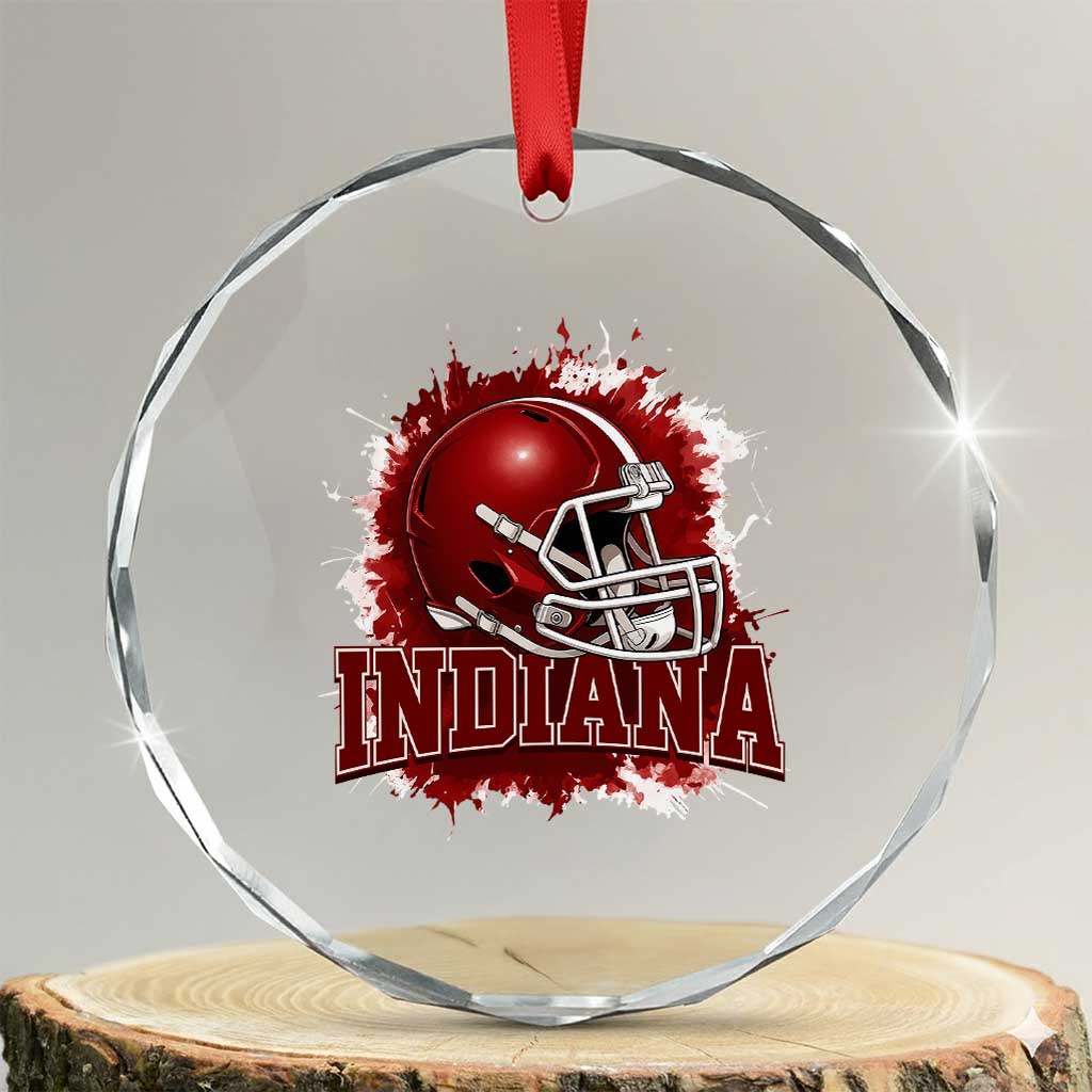 Indiana Game Day Energy Crystal Glass Ornament Football Helmet Splash Hoosier State Sports Pride TS02 Transparent Glass 3'' Circle Print Your Wear