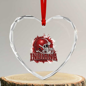 Indiana Game Day Energy Heart Crystal Glass Ornament Football Helmet Splash Hoosier State Sports Pride TS02 Transparent Glass 3'' Heart Print Your Wear