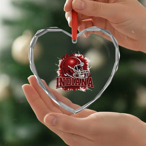 Indiana Game Day Energy Heart Crystal Glass Ornament Football Helmet Splash Hoosier State Sports Pride TS02 Print Your Wear