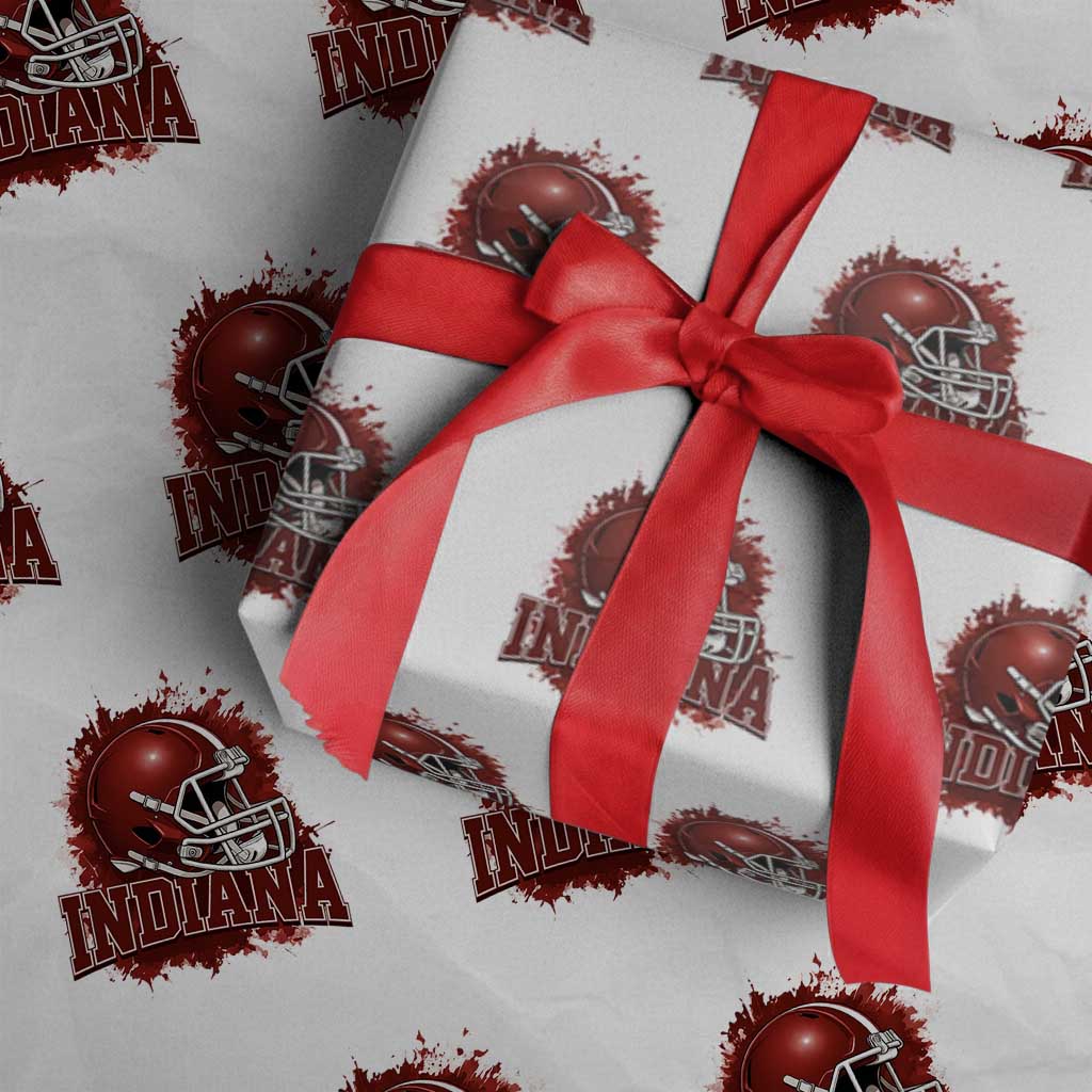 Indiana Game Day Energy Wrapping Paper Roll Football Helmet Splash Hoosier State Sports Pride TS02 White Print Your Wear