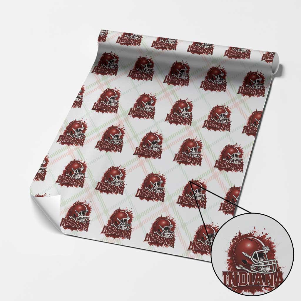 Indiana Game Day Energy Wrapping Paper Roll Football Helmet Splash Hoosier State Sports Pride TS02 Christmas Plaid Print Your Wear
