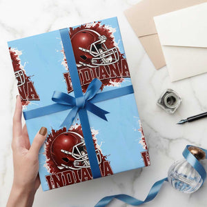 Indiana Game Day Energy Wrapping Paper Roll Football Helmet Splash Hoosier State Sports Pride TS02 Light Blue Print Your Wear