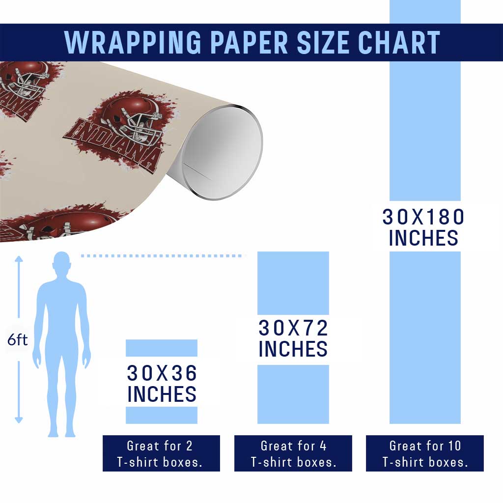 Indiana Game Day Energy Wrapping Paper Roll Football Helmet Splash Hoosier State Sports Pride TS02 Print Your Wear