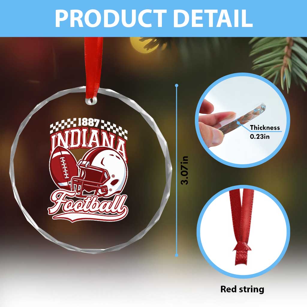 Indiana Pride Football Lover Crystal Glass Ornament Retro IN for Sport Fans TS02 Print Your Wear