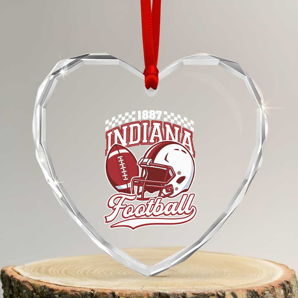 Indiana Pride Football Lover Heart Crystal Glass Ornament Retro IN for Sport Fans TS02 Transparent Glass 3'' Heart Print Your Wear