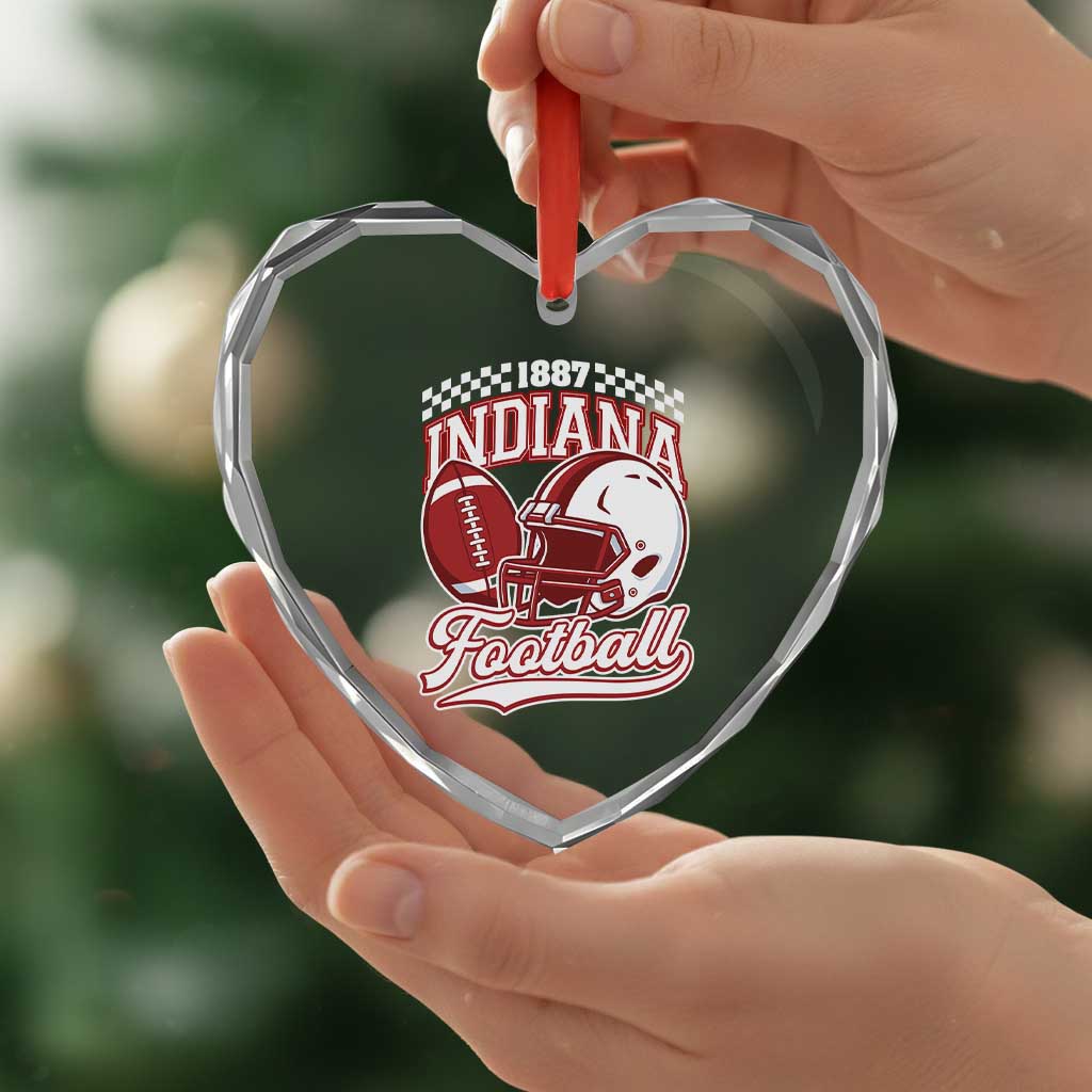 Indiana Pride Football Lover Heart Crystal Glass Ornament Retro IN for Sport Fans TS02 Print Your Wear
