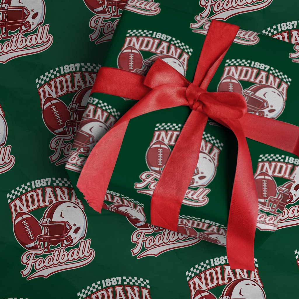 Indiana Pride Football Lover Wrapping Paper Roll Retro IN for Sport Fans TS02 Green Print Your Wear