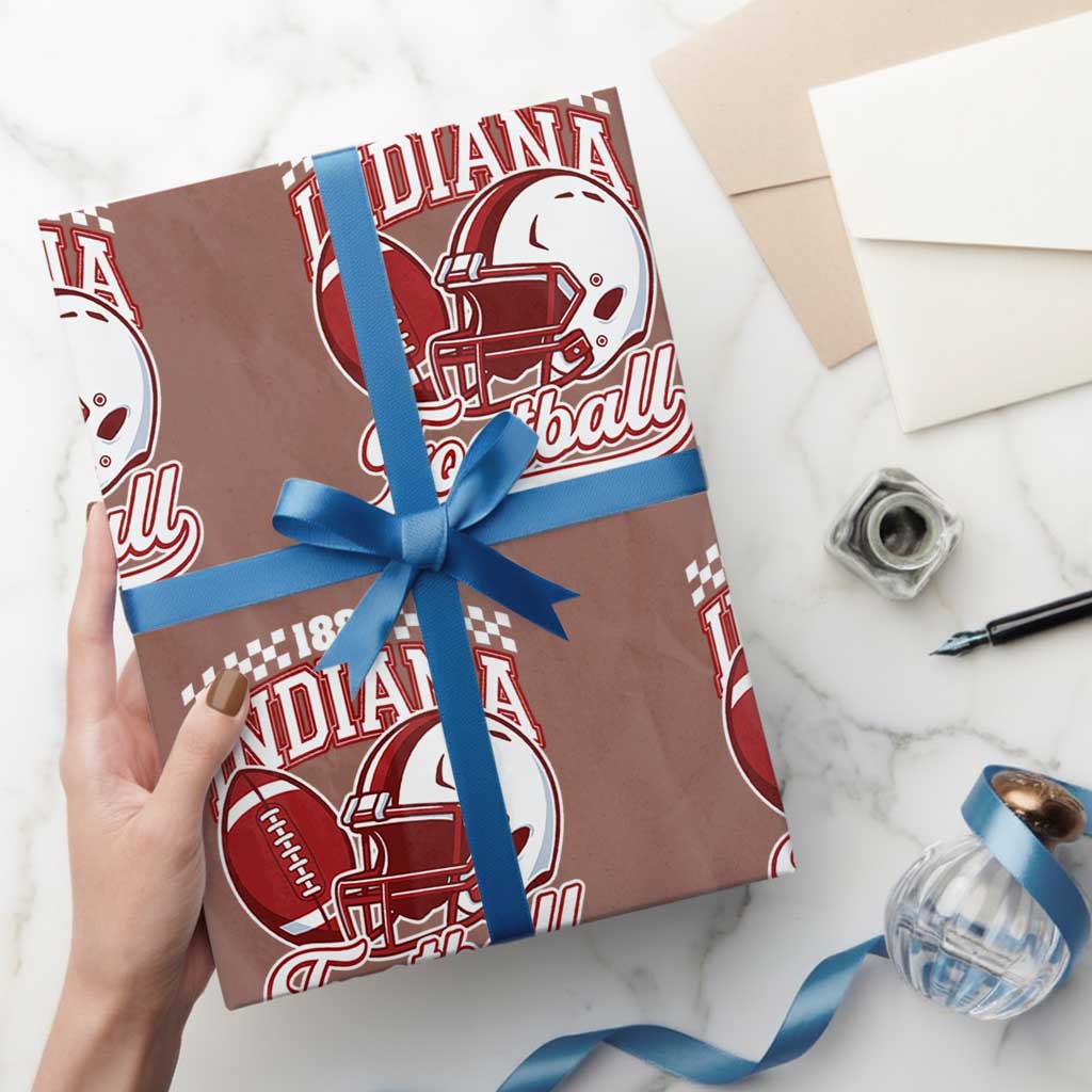 Indiana Pride Football Lover Wrapping Paper Roll Retro IN for Sport Fans TS02 Mocha Print Your Wear