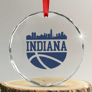 Indiana Skyline Basketball Crystal Glass Ornament Distressed Urban Hoops Graphic for Indy Fans TS02 Transparent Glass 3'' Circle Print Your Wear