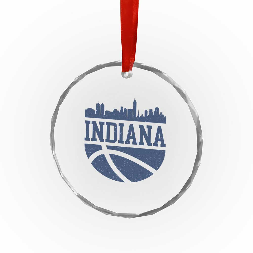 Indiana Skyline Basketball Crystal Glass Ornament Distressed Urban Hoops Graphic for Indy Fans TS02 Print Your Wear