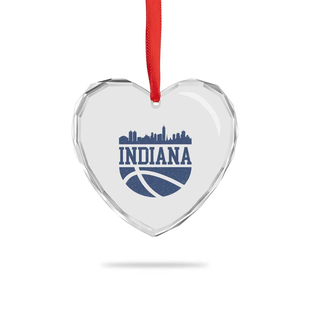 Indiana Skyline Basketball Heart Crystal Glass Ornament Distressed Urban Hoops Graphic for Indy Fans TS02 Print Your Wear