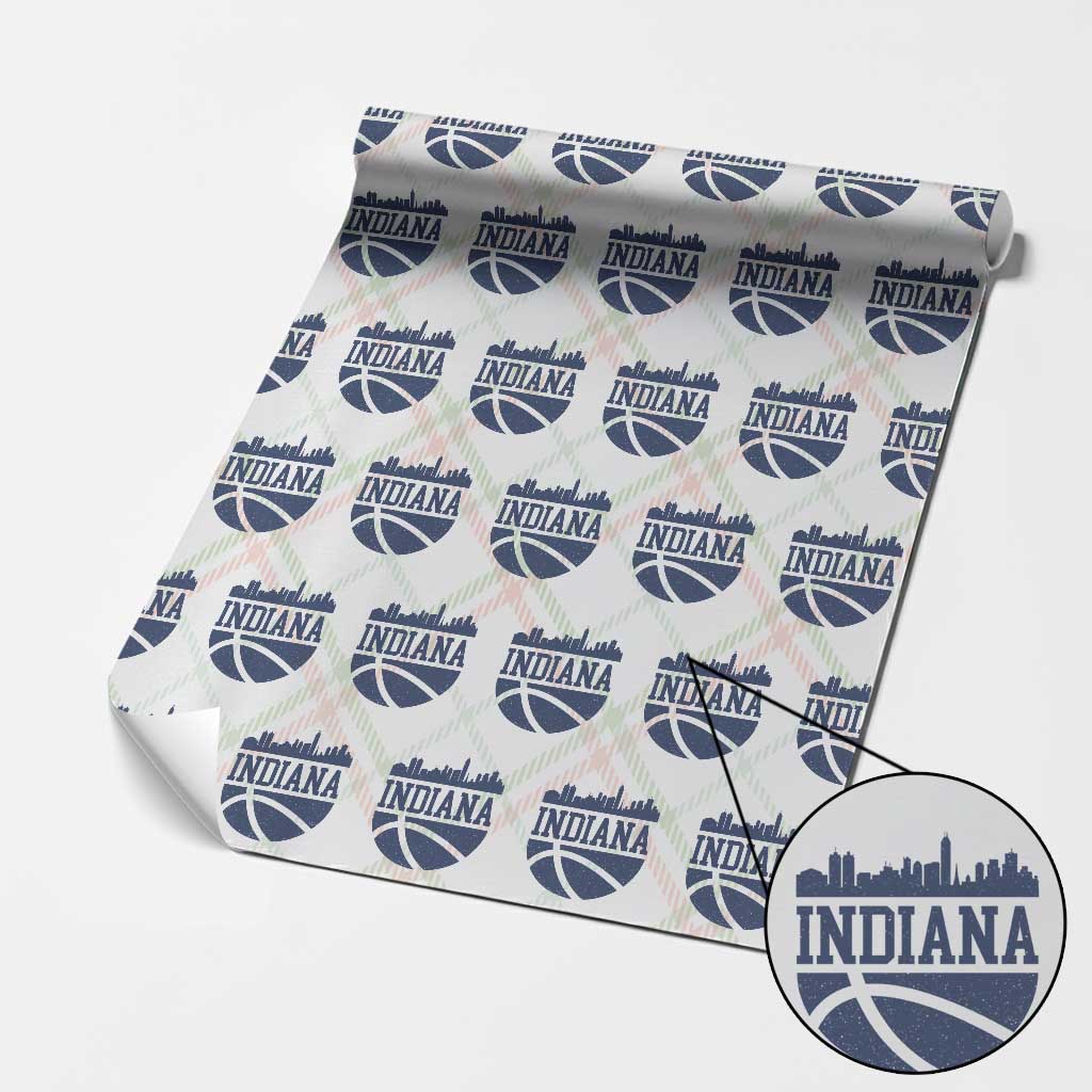 Indiana Skyline Basketball Wrapping Paper Roll Distressed Urban Hoops Graphic for Indy Fans TS02 Christmas Plaid Print Your Wear