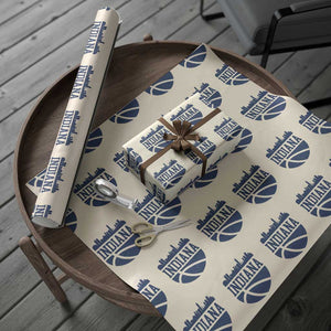 Indiana Skyline Basketball Wrapping Paper Roll Distressed Urban Hoops Graphic for Indy Fans TS02 Beige Print Your Wear