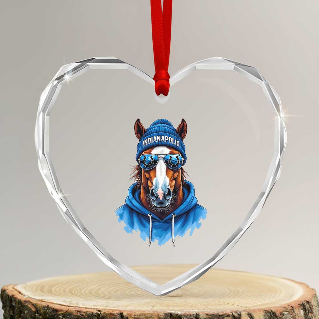 IFC Football Lover Heart Crystal Glass Ornament Blue Equine Shoe Sport Fan Game Day TS11 Transparent Glass 3'' Heart Print Your Wear