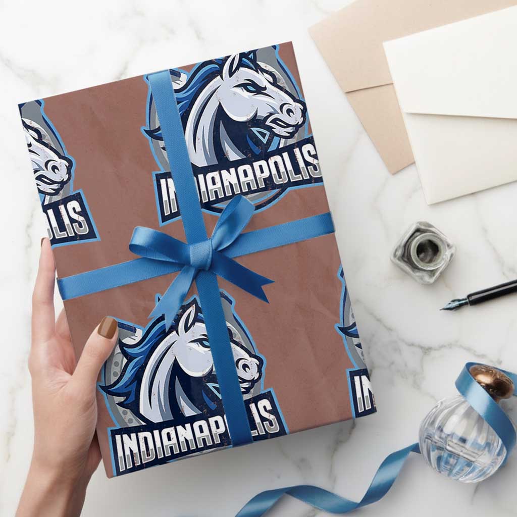 IFC Game Day Wrapping Paper Roll Blue Football Lover Equine Shoe TS11 Mocha Print Your Wear