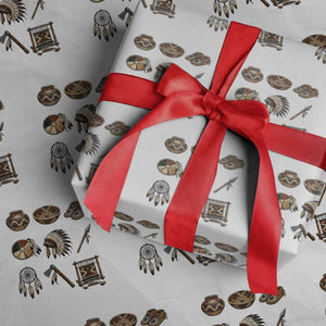 Indigenous Cultural Artifacts Wrapping Paper Roll Native American Heritage Graphic