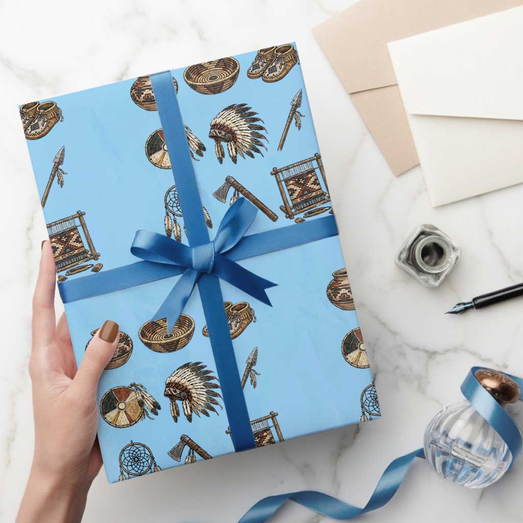 Indigenous Cultural Artifacts Wrapping Paper Roll Native American Heritage Graphic