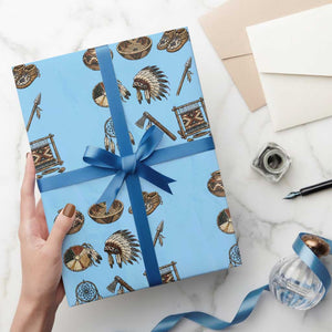 Indigenous Cultural Artifacts Wrapping Paper Roll Native American Heritage Graphic
