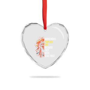 Indigenous Peoples Day Because They Were Here First Heart Crystal Glass Ornament TS14 Print Your Wear
