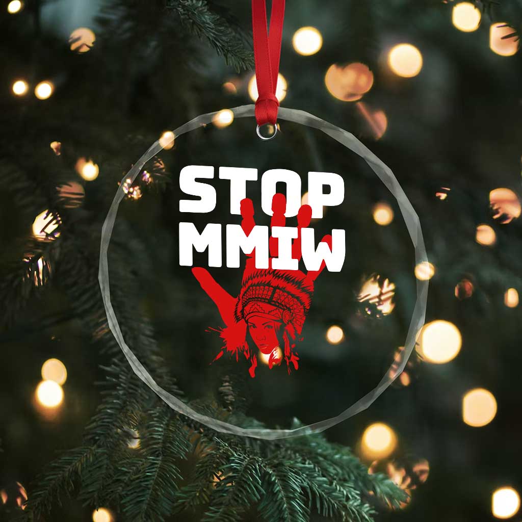 Indigenous Women Awareness Crystal Glass Ornament Stop MMIW Red Handprint Graphic TS12 Print Your Wear
