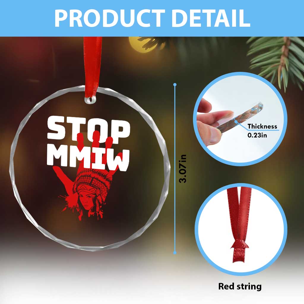 Indigenous Women Awareness Crystal Glass Ornament Stop MMIW Red Handprint Graphic TS12 Print Your Wear