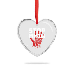 Indigenous Women Awareness Heart Crystal Glass Ornament Stop MMIW Red Handprint Graphic TS12 Print Your Wear