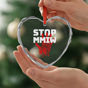 Indigenous Women Awareness Heart Crystal Glass Ornament Stop MMIW Red Handprint Graphic TS12 Print Your Wear