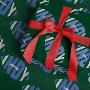 IFC Blue Football Lovers Game Day Wrapping Paper Roll TS11 Green Print Your Wear