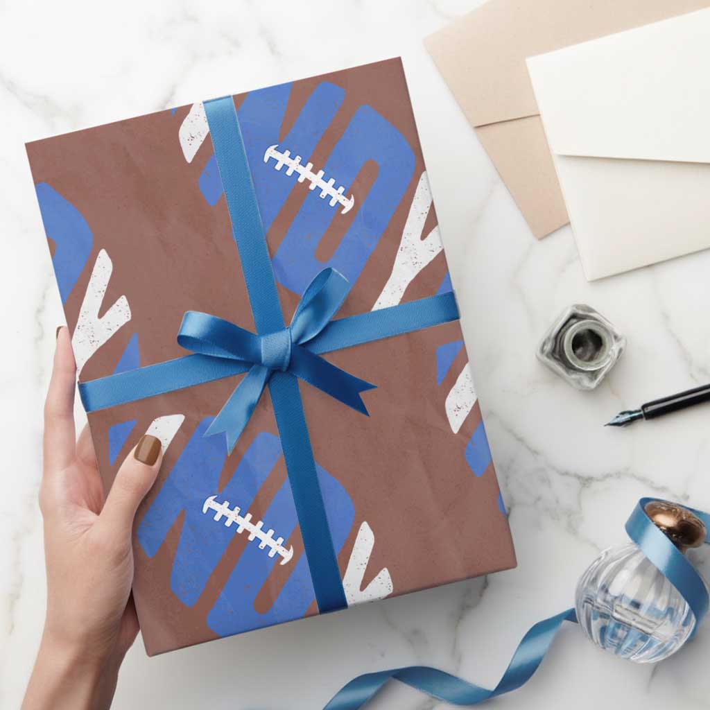 IFC Blue Football Lovers Game Day Wrapping Paper Roll TS11 Mocha Print Your Wear
