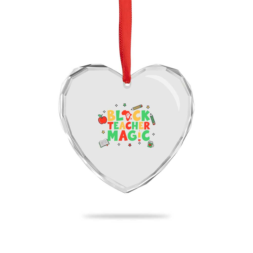 Inspirational Black Teacher Magic Heart Crystal Glass Ornament African American History Month TS12 Print Your Wear