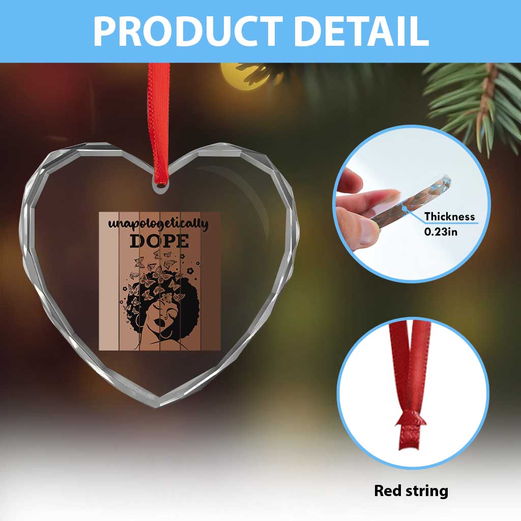 Inspirational Black Women Gift Heart Crystal Glass Ornament Unapologetically Dope TS12 Print Your Wear