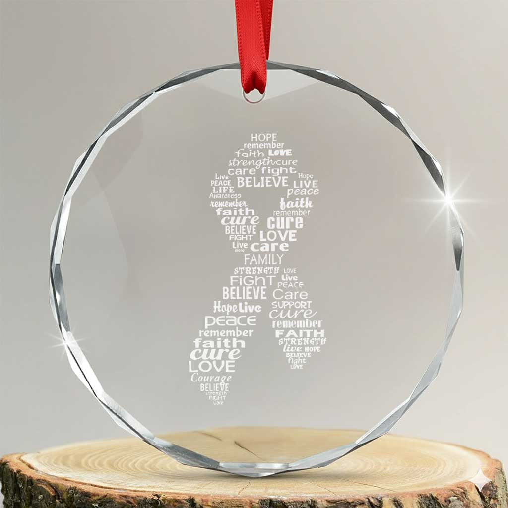 Inspirational Breast Cancer Awareness Crystal Glass Ornament Pink Ribbon Support TS02 Transparent Glass 3'' Circle Print Your Wear