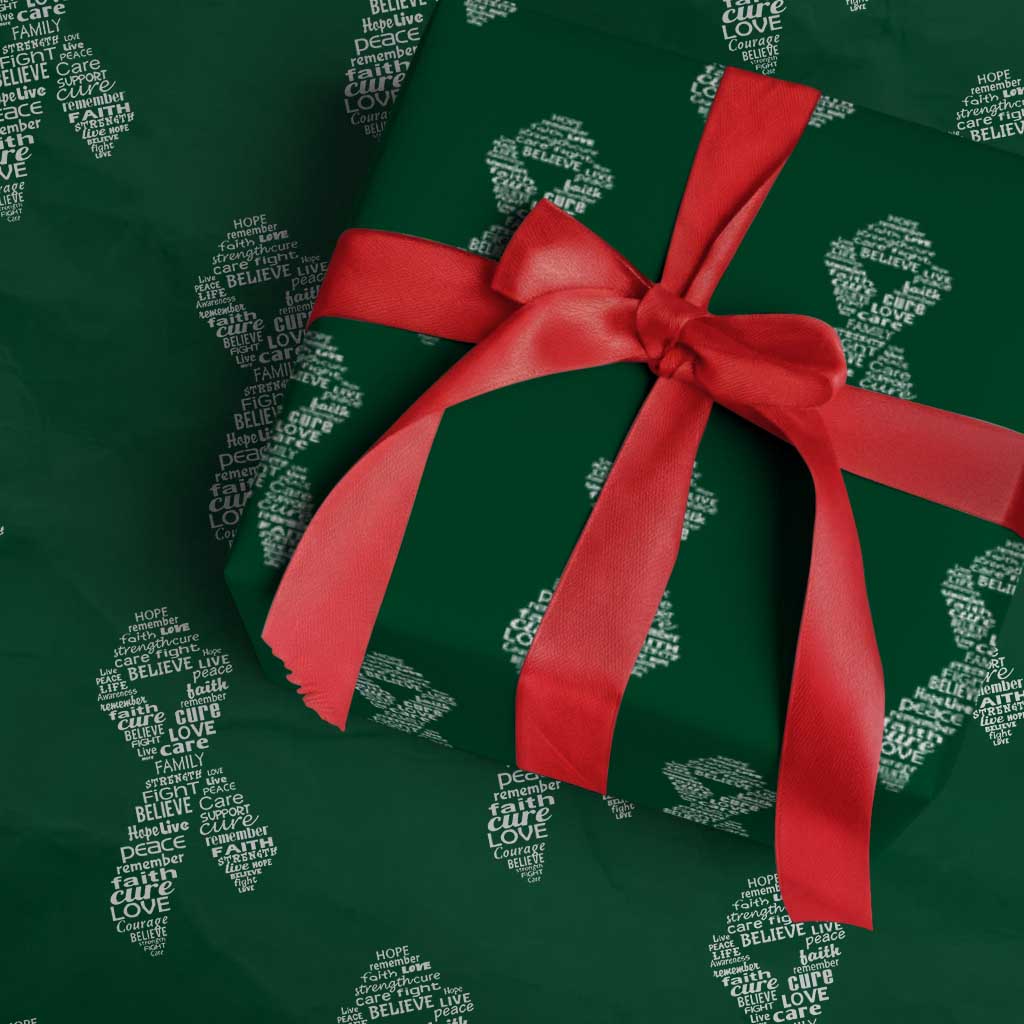 Inspirational Breast Cancer Awareness Wrapping Paper Roll Pink Ribbon Support TS02 Green Print Your Wear