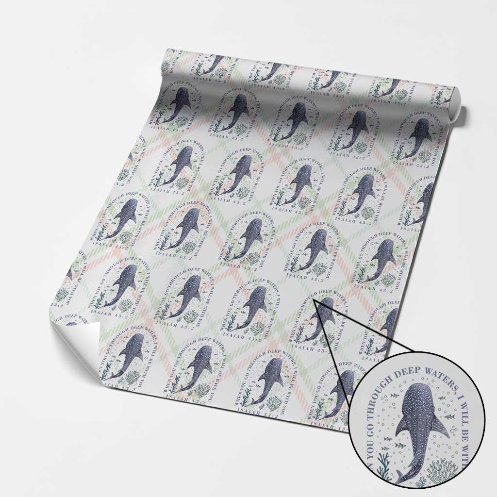 Inspirational Christian Bible Verse Isaiah 43:2 Whale Shark Wrapping Paper Roll When You Go Through Deep Waters I Will Be With You TS02 Christmas Plaid Print Your Wear