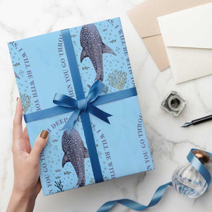 Inspirational Christian Bible Verse Isaiah 43:2 Whale Shark Wrapping Paper Roll When You Go Through Deep Waters I Will Be With You TS02 Light Blue Print Your Wear