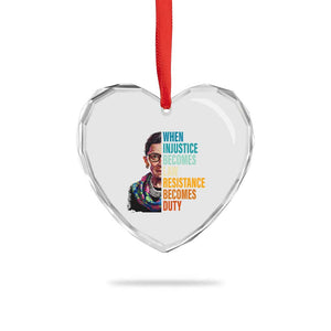 Inspirational RBG Heart Crystal Glass Ornament When Injustice Becomes Law Resistance Becomes Duty TS02 Print Your Wear