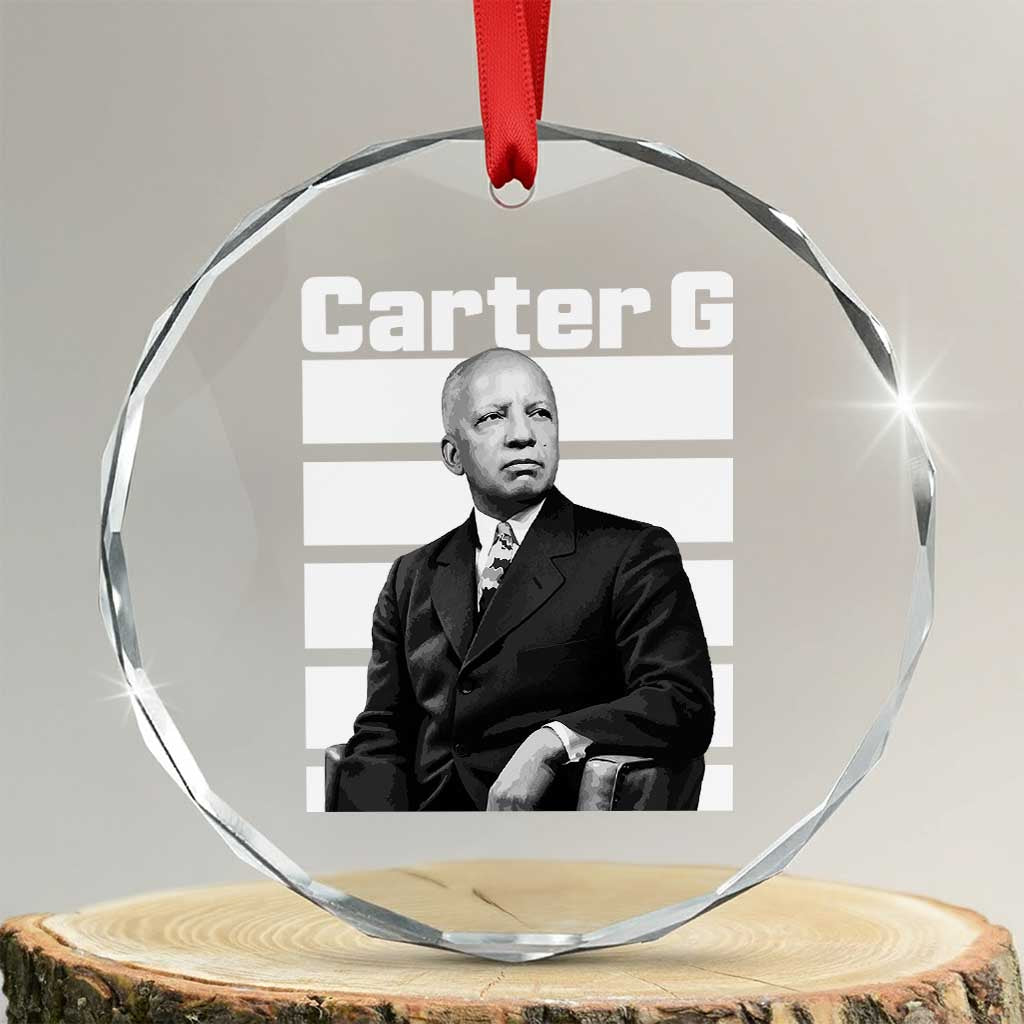 Inspiring Father of Black History Icon Portrait Crystal Glass Ornament Carter G Civil Rights Legacy Supporter TS02 Transparent Glass 3'' Circle Print Your Wear