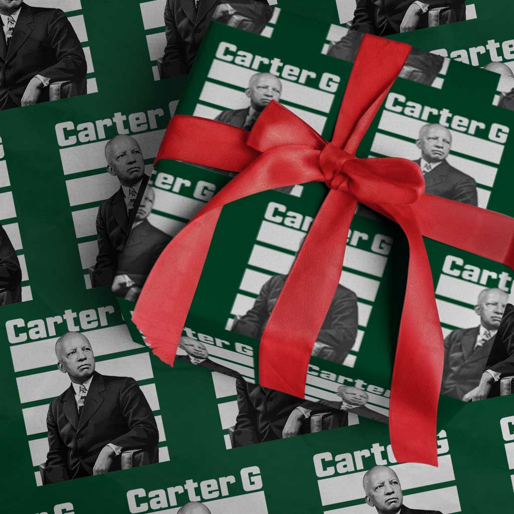Inspiring Father of Black History Icon Portrait Wrapping Paper Roll Carter G Civil Rights Legacy Supporter TS02 Green Print Your Wear