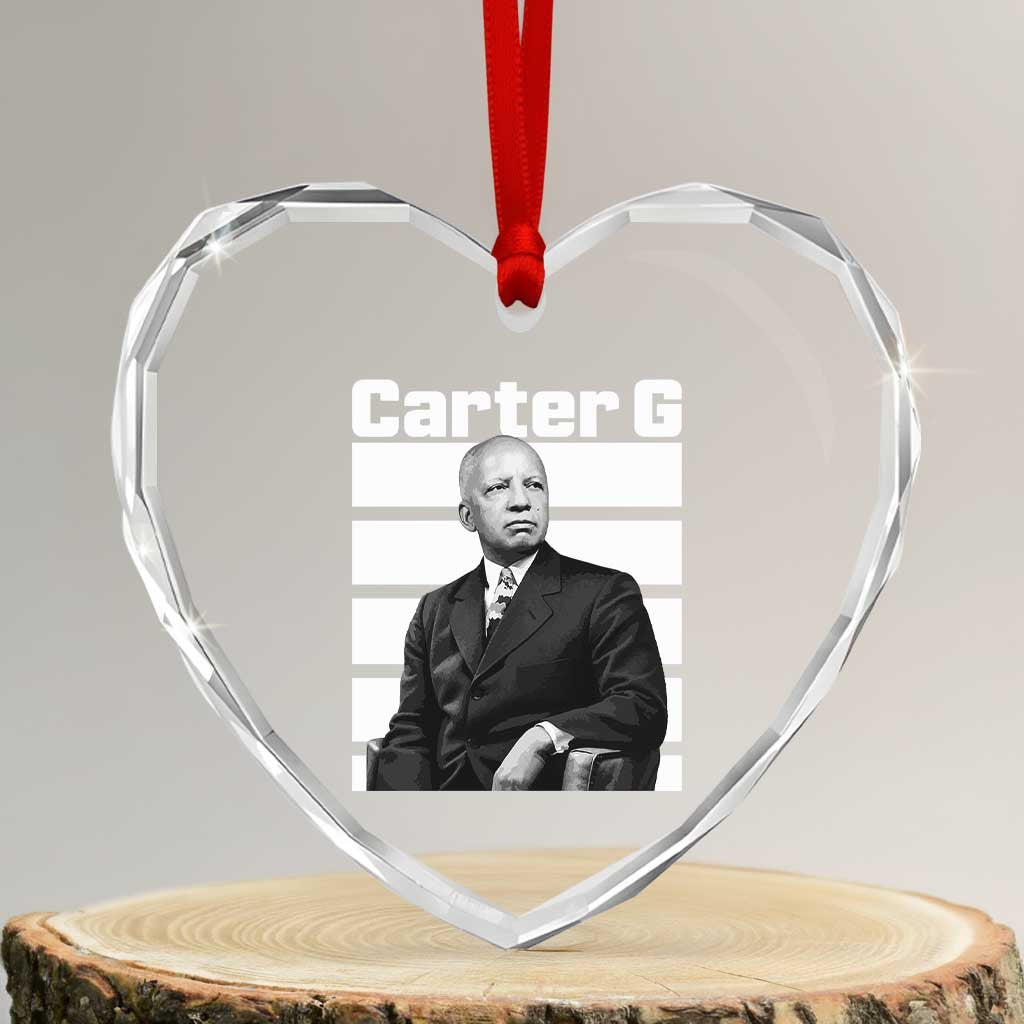 Inspiring Father of Black History Icon Portrait Heart Crystal Glass Ornament Carter G Civil Rights Legacy Supporter TS02 Transparent Glass 3'' Heart Print Your Wear