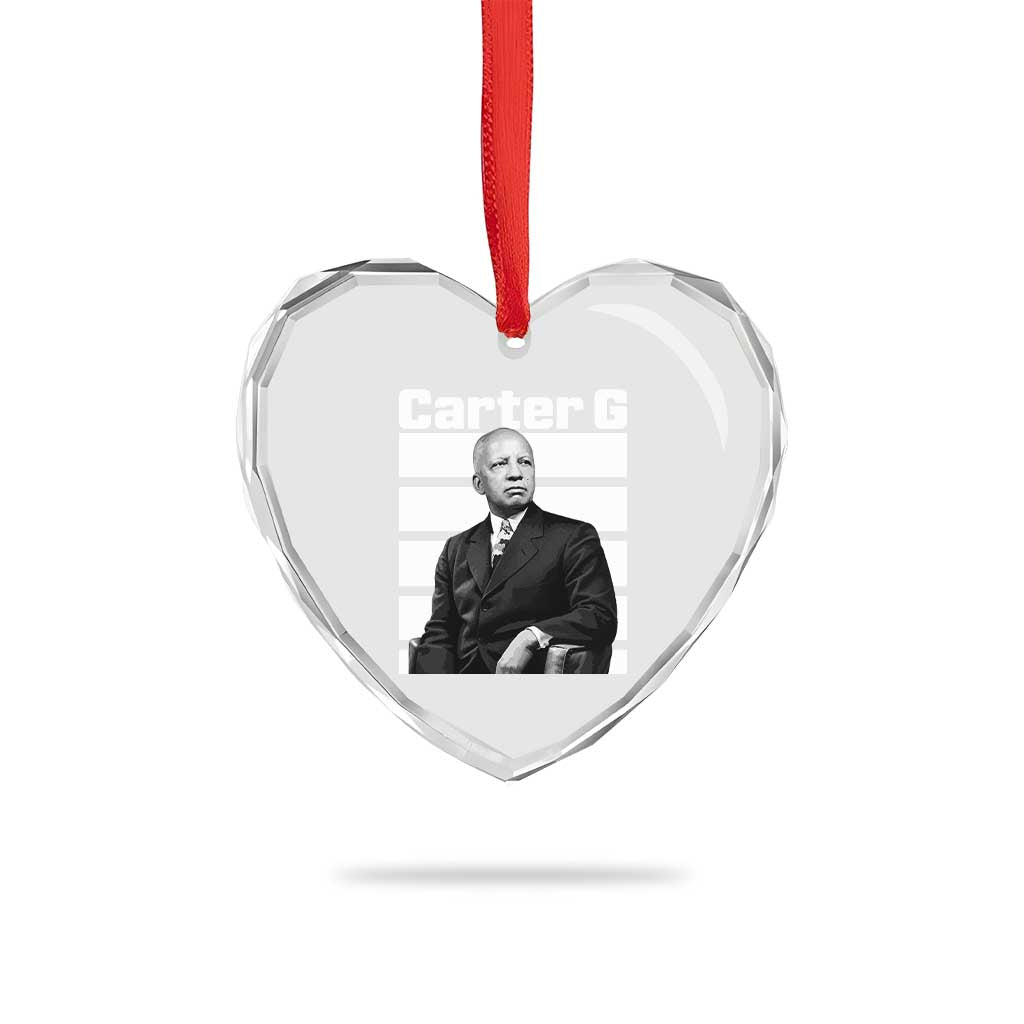 Inspiring Father of Black History Icon Portrait Heart Crystal Glass Ornament Carter G Civil Rights Legacy Supporter
