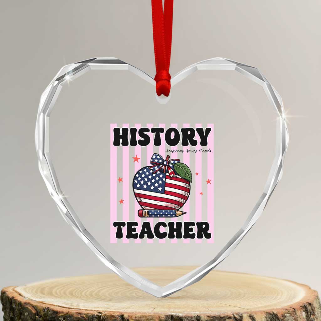 Inspiring Young Minds Teacher Heart Crystal Glass Ornament 250th Anniversary Educator Gift