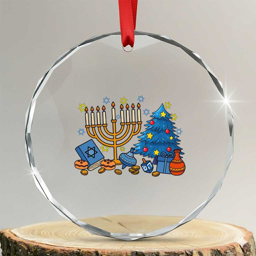 Interfaith Christmas Hanukkah Crystal Glass Ornament Celebration Festival Of Lights Gift TS12 Transparent Glass 3'' Circle Print Your Wear