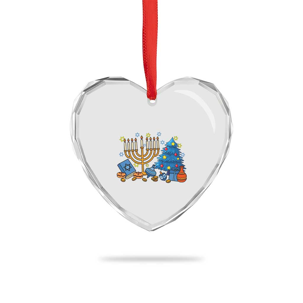 Interfaith Christmas Hanukkah Heart Crystal Glass Ornament Celebration Festival Of Lights Gift TS12 Print Your Wear