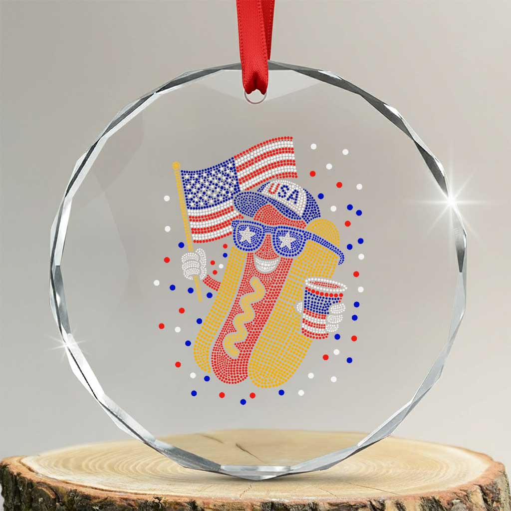 International Dot Day Hotdog Crystal Glass Ornament Red White Blue Polka Dots TS12 Transparent Glass 3'' Circle Print Your Wear