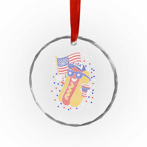International Dot Day Hotdog Crystal Glass Ornament Red White Blue Polka Dots