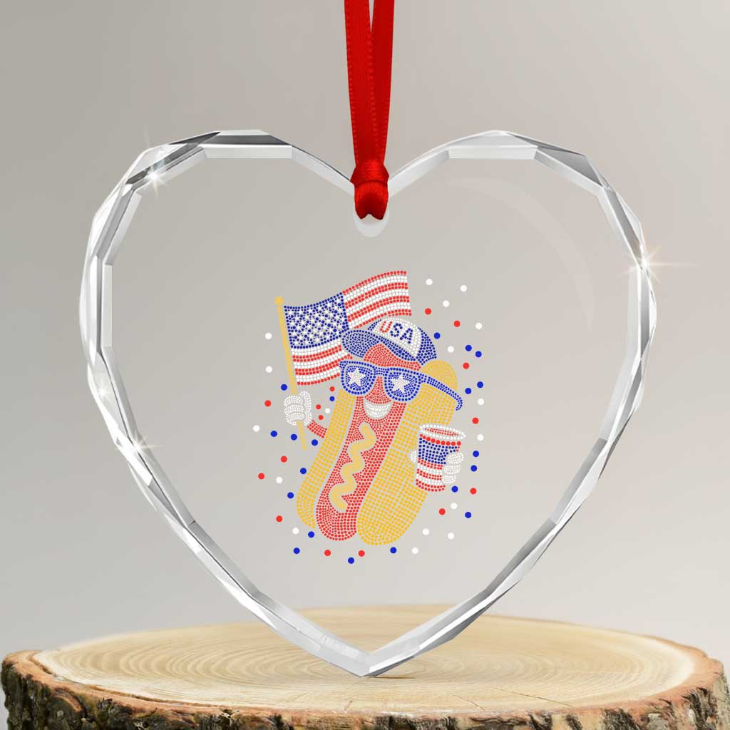 International Dot Day Hotdog Heart Crystal Glass Ornament Red White Blue Polka Dots TS12 Transparent Glass 3'' Heart Print Your Wear