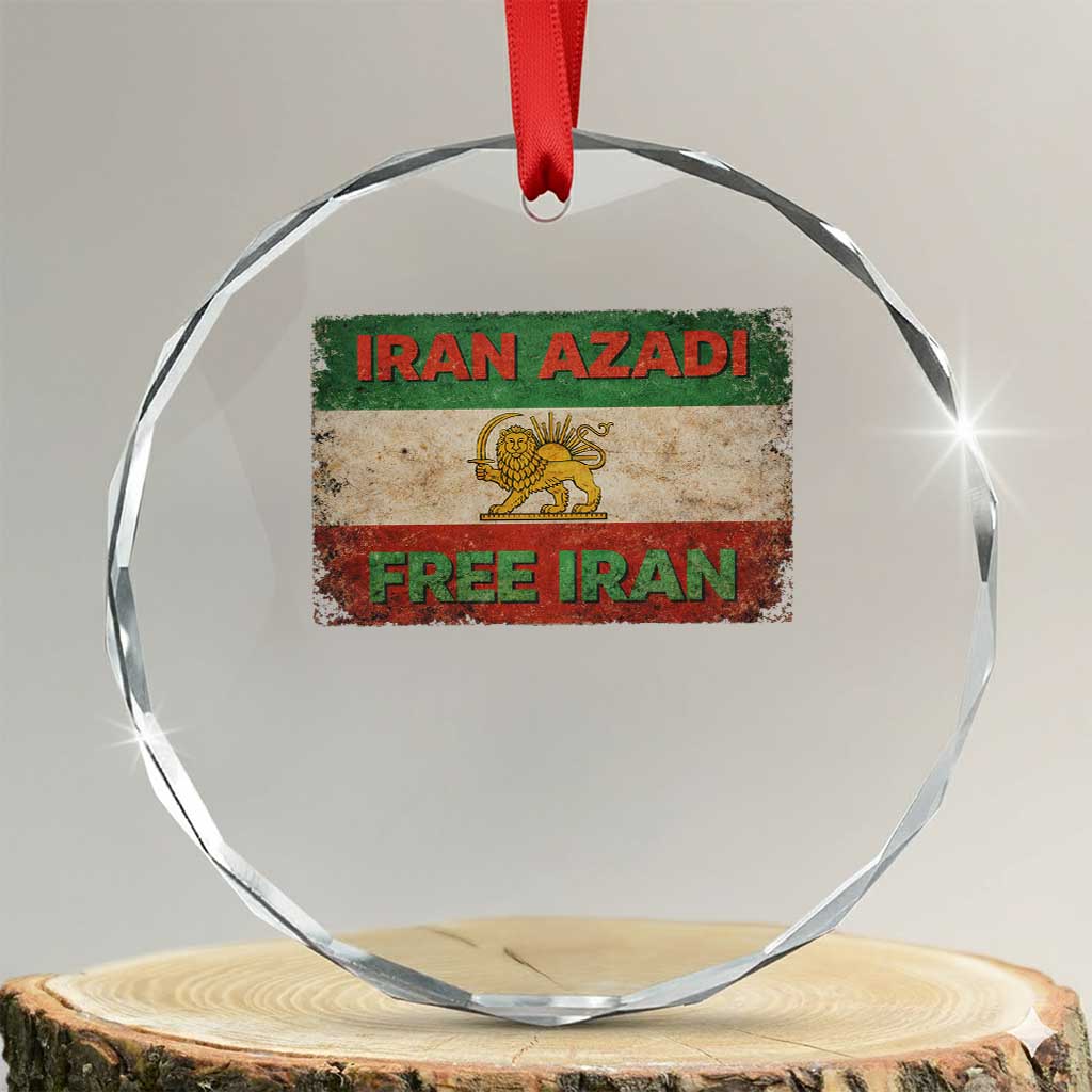 Iran Azadi Lion Sun Sword Flag Free Iran Revolution Crystal Glass Ornament TS11 Transparent Glass 3'' Circle Print Your Wear