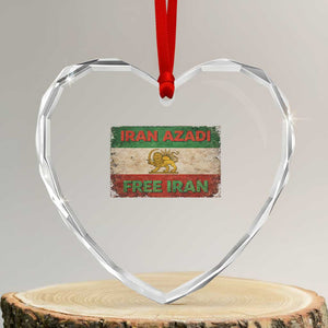 Iran Azadi Lion Sun Sword Flag Free Iran Revolution Heart Crystal Glass Ornament TS11 Transparent Glass 3'' Heart Print Your Wear